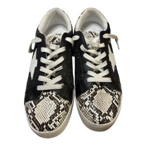 Kellparker Polly Black Glitter Snakeskin Star Sneakers Womens 8.5 M Low Top